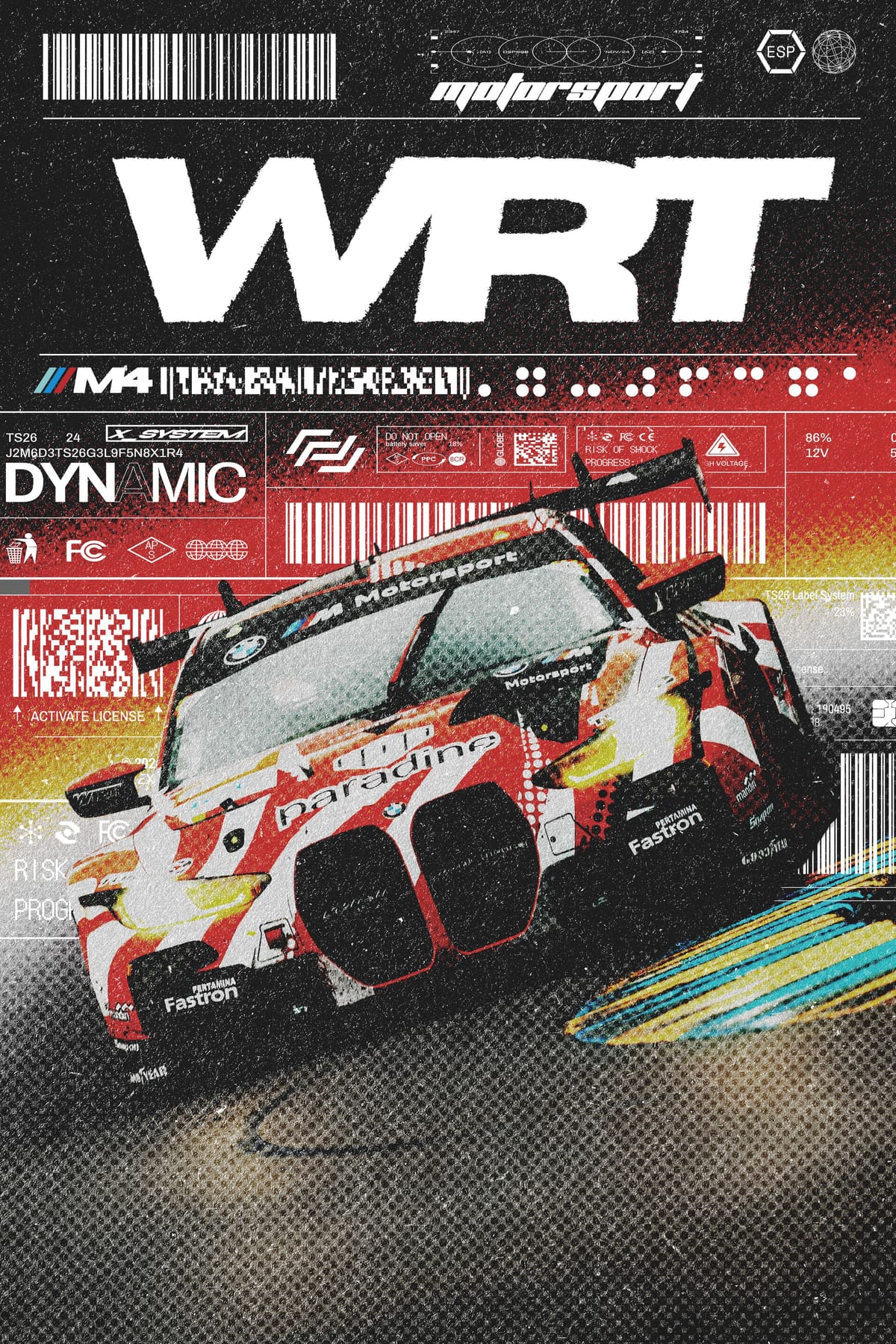 Stylish Insane Graphic Design Poster of BMW M4 at 24 Hours of Le Mans