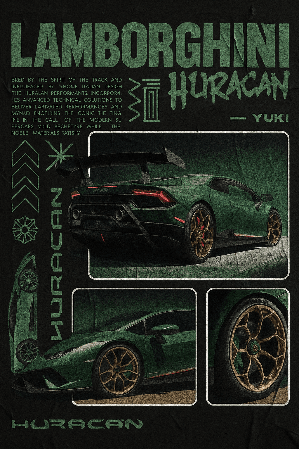 amborghini Huracán Performante | Gritty Urban Poster Design (Grain + Texture)