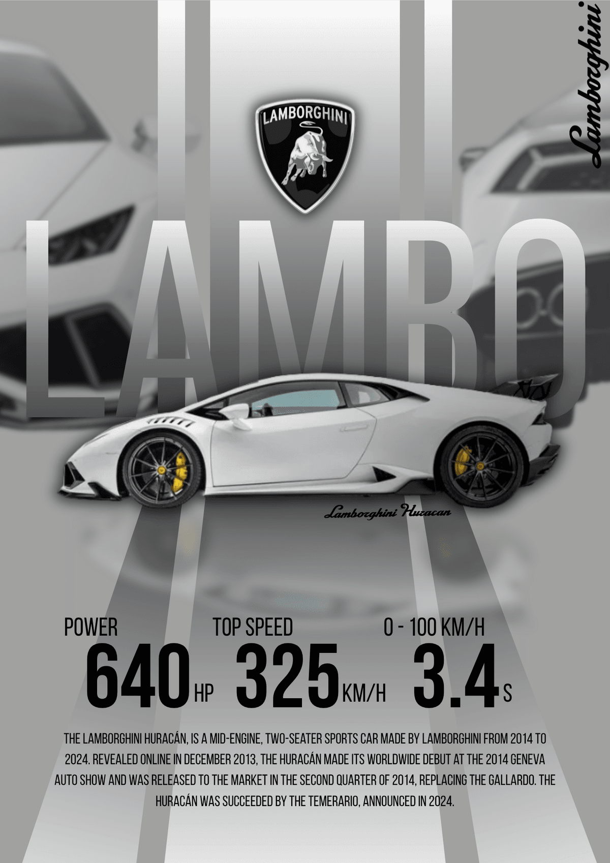 Clean Car Poster Design – Lamborghini Huracán Style