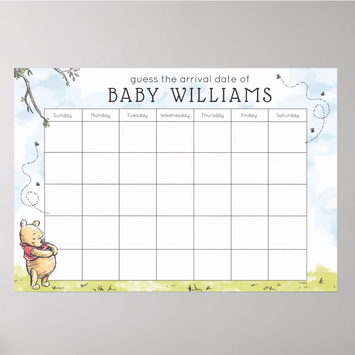 Winnie The Pooh Guess The Due Date Poster