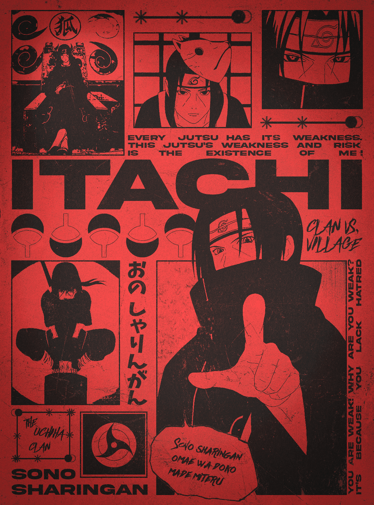 Itachi Uchiha Fan Art Poster - Brutalism Style.