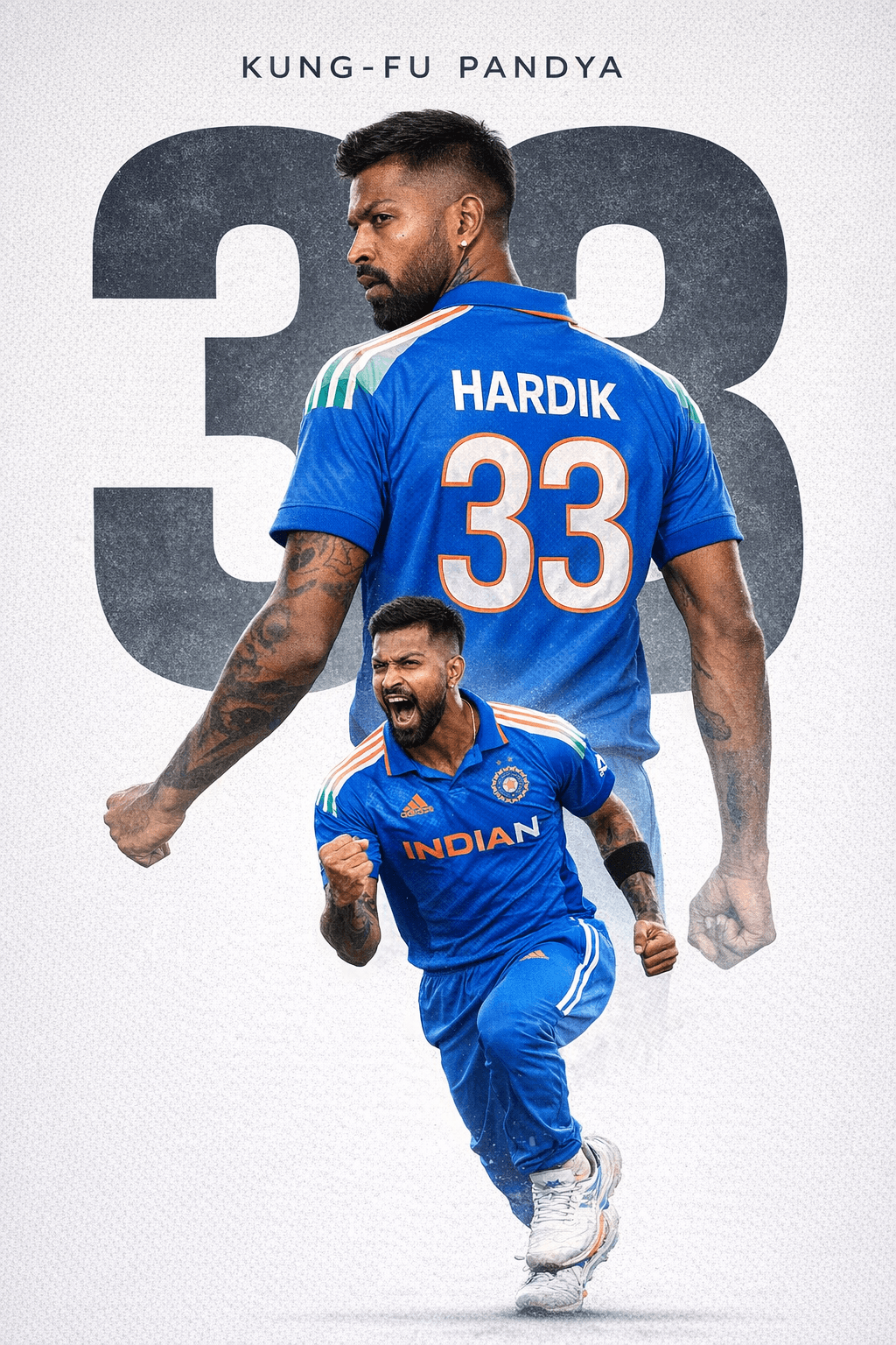 Kung-Fu Pandya 💥 Hardik Pandya Power & Attitude Poster