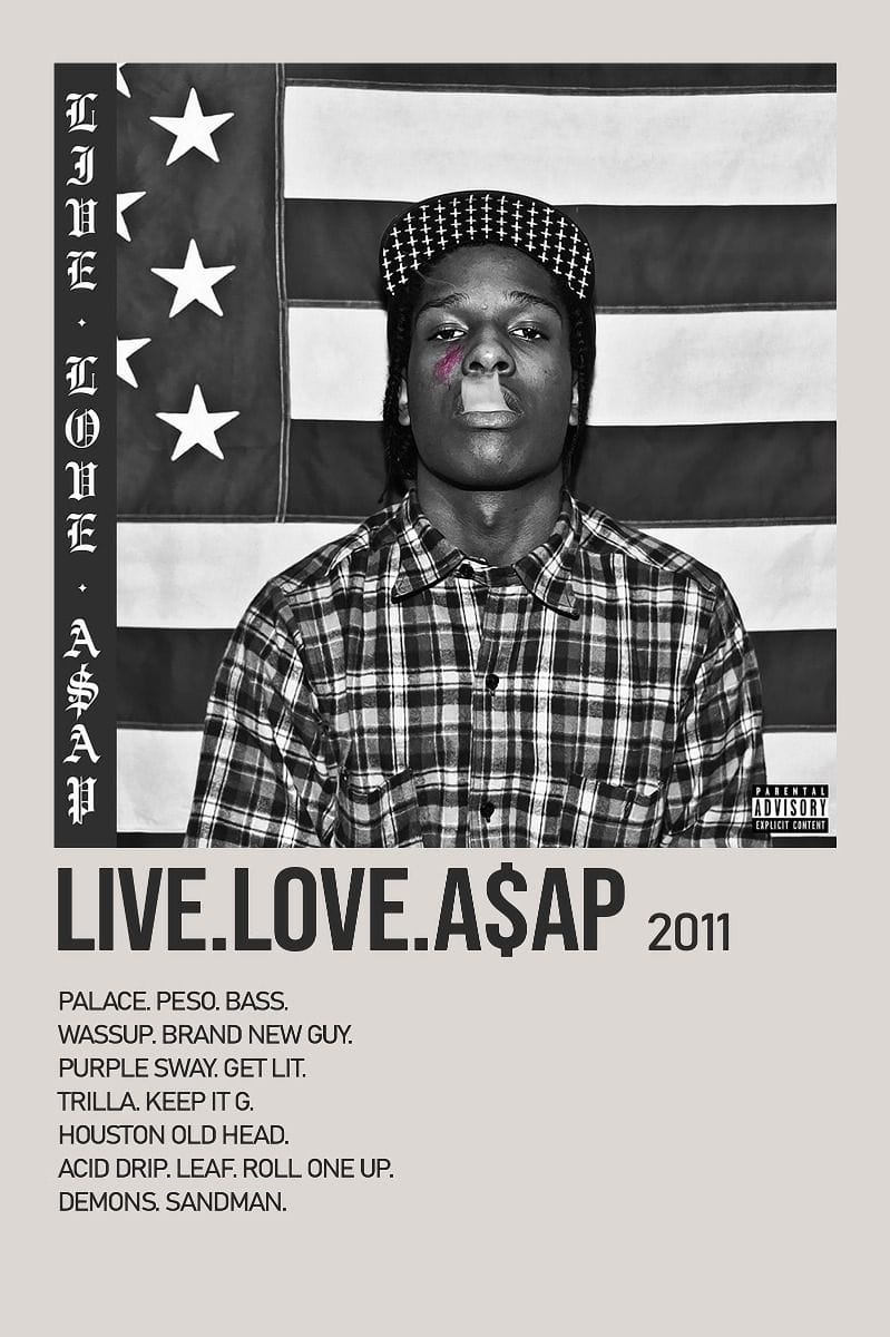 LIVE.LOVE.A$AP by A$AP Rocky Minimalist Album Polaroid Poster