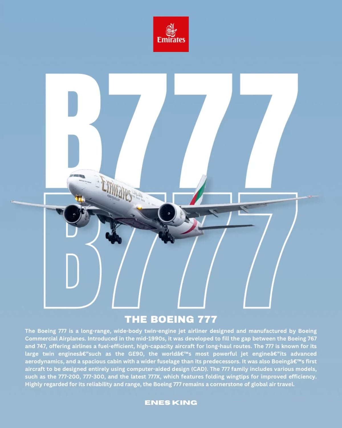 Emirates Boeing 777-300ER poster made by Enes KING