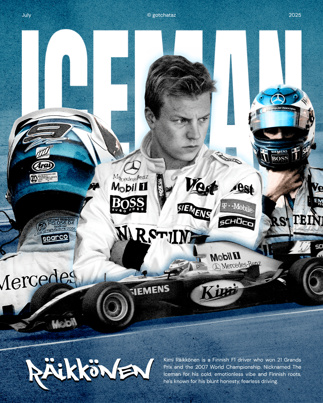 F1 Legend Kimi Raikkonen | Poster by @gotchataz on Instagram