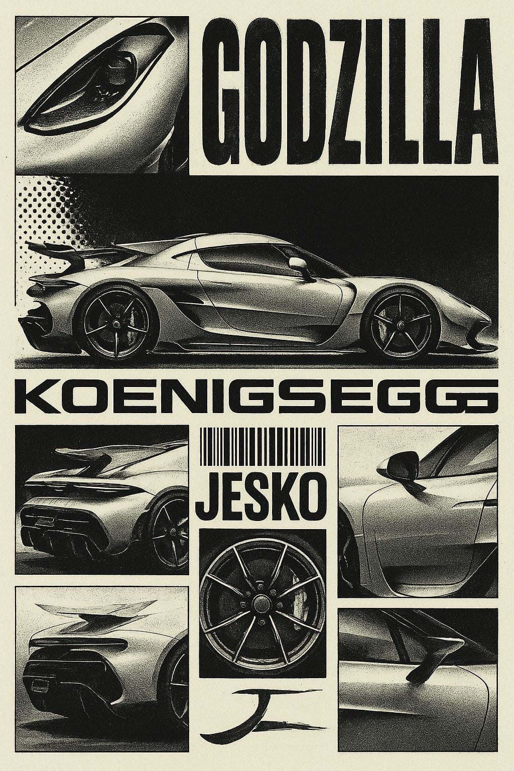 Poster Godzilla koenigsegg jesko