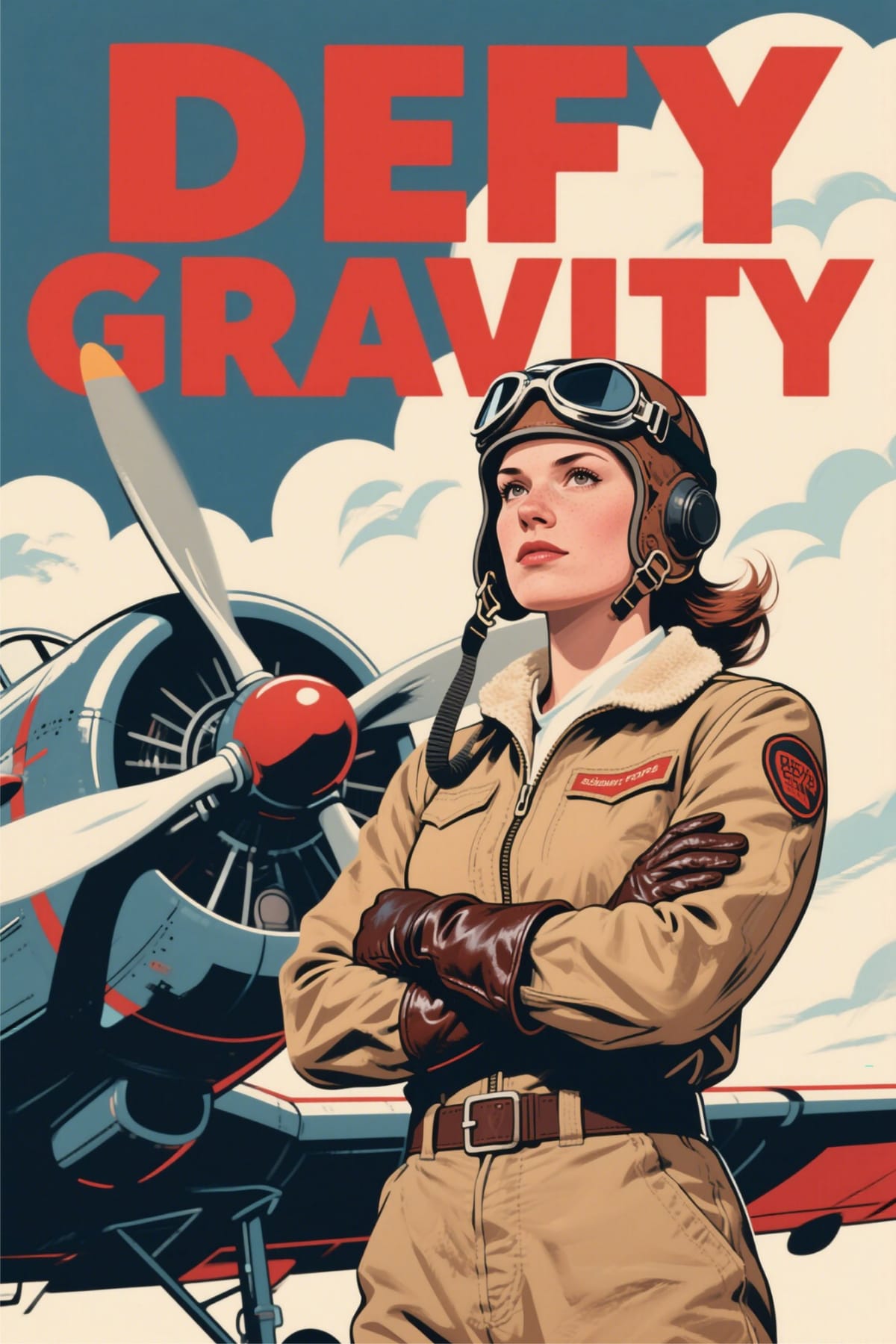 Defy Gravity – Retro Aviator Woman Hope Style
