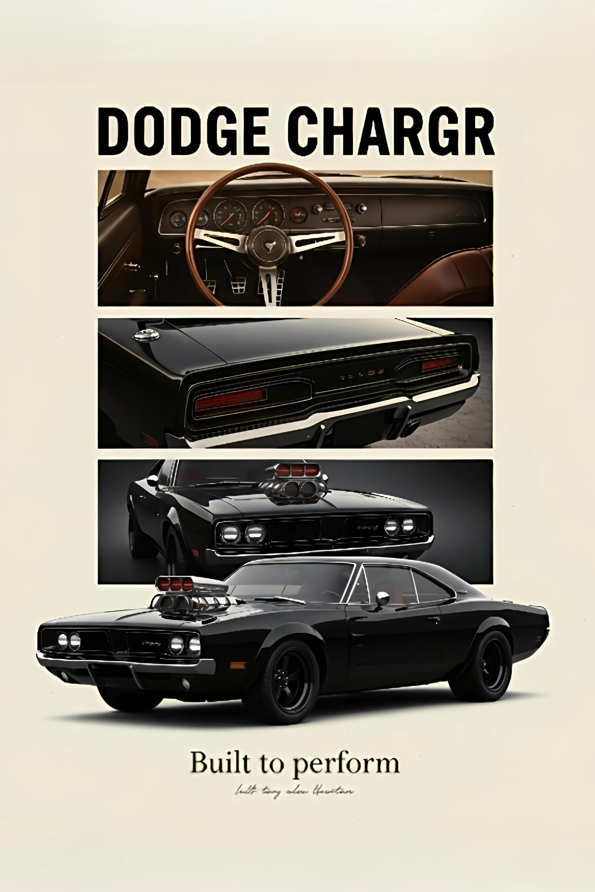Classic Dodge Charger Muscle Car Poster | Dark Vintage Performance Aesthetic
