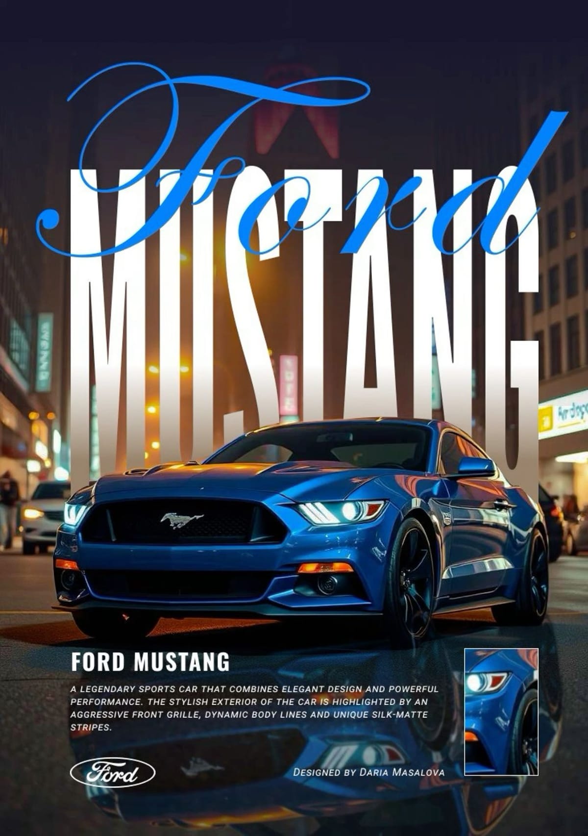 Ford mustang poster Masalova Daria