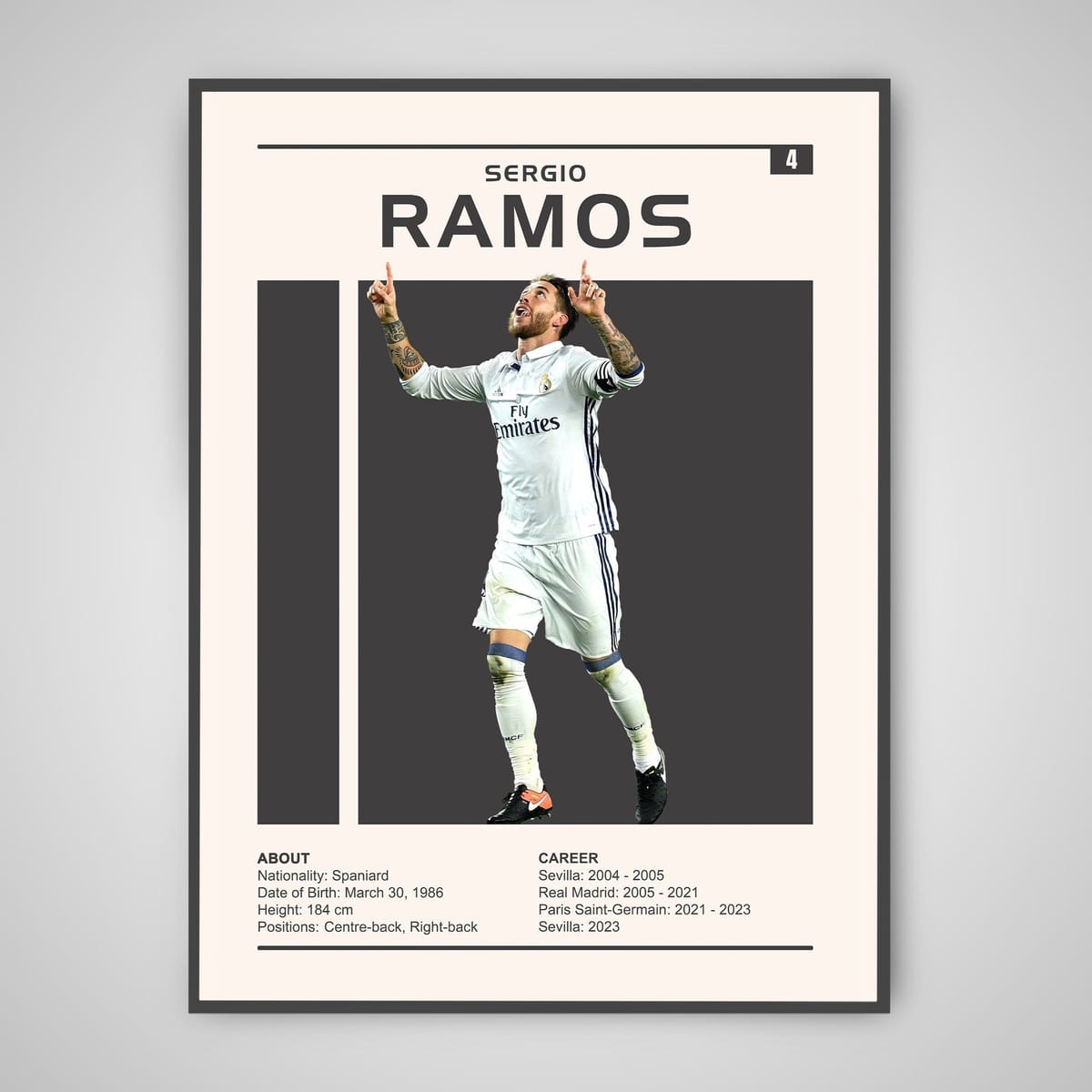 Sergio Ramos Poster | Ramos Print, Football Gift, Sports Poster, Football Player Poster, Soccer Wall Art, Sergio Ramos Real Madrid Wall Art