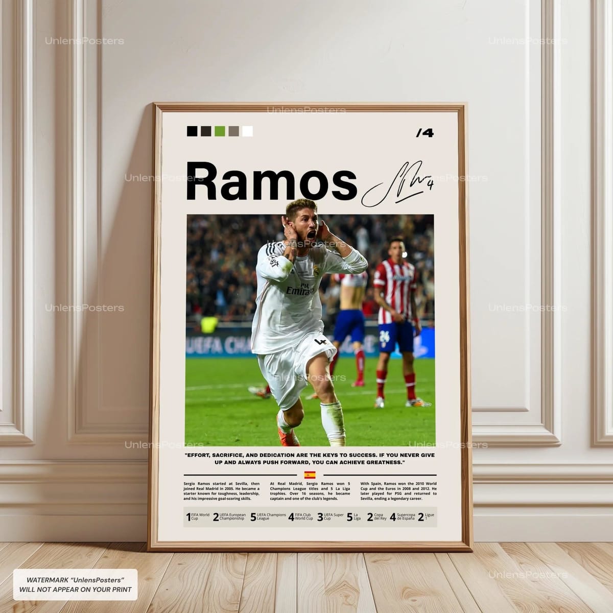 Sergio Ramos Poster, Ramos Real Madrid Print, Framed Ramos Art, Real Madrid Fan Gift Idea, Sergio Ramos Decor, Real Madrid Legend Poster