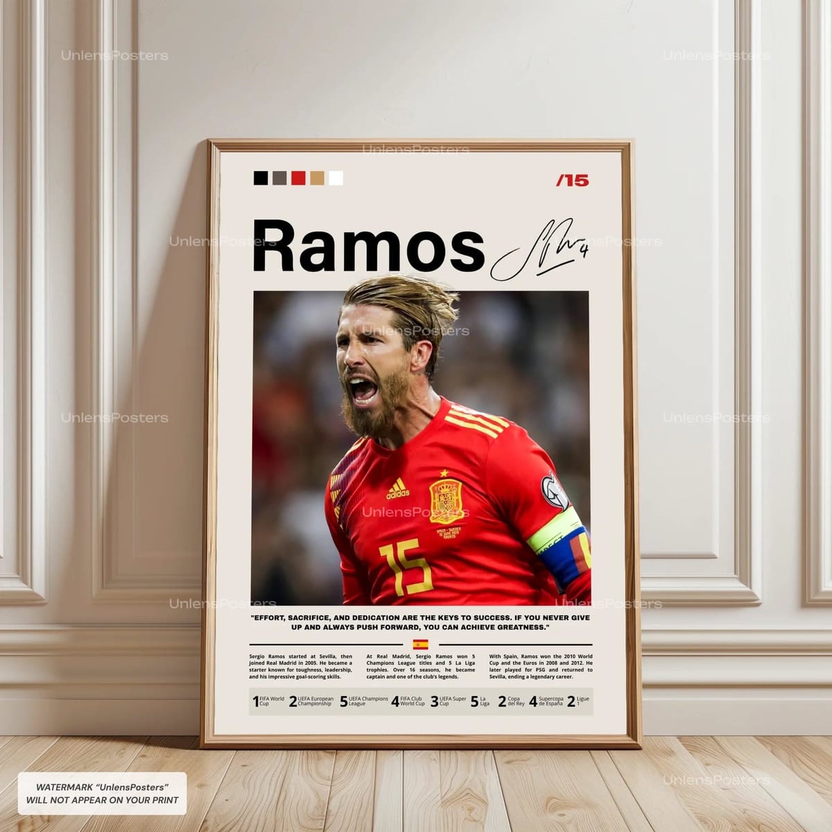 Sergio Ramos Poster, Ramos Spain Print, Framed Ramos Art, Spain National Team Gift, Sergio Ramos Decor, Spain Legend Poster, Ramos Wall Art