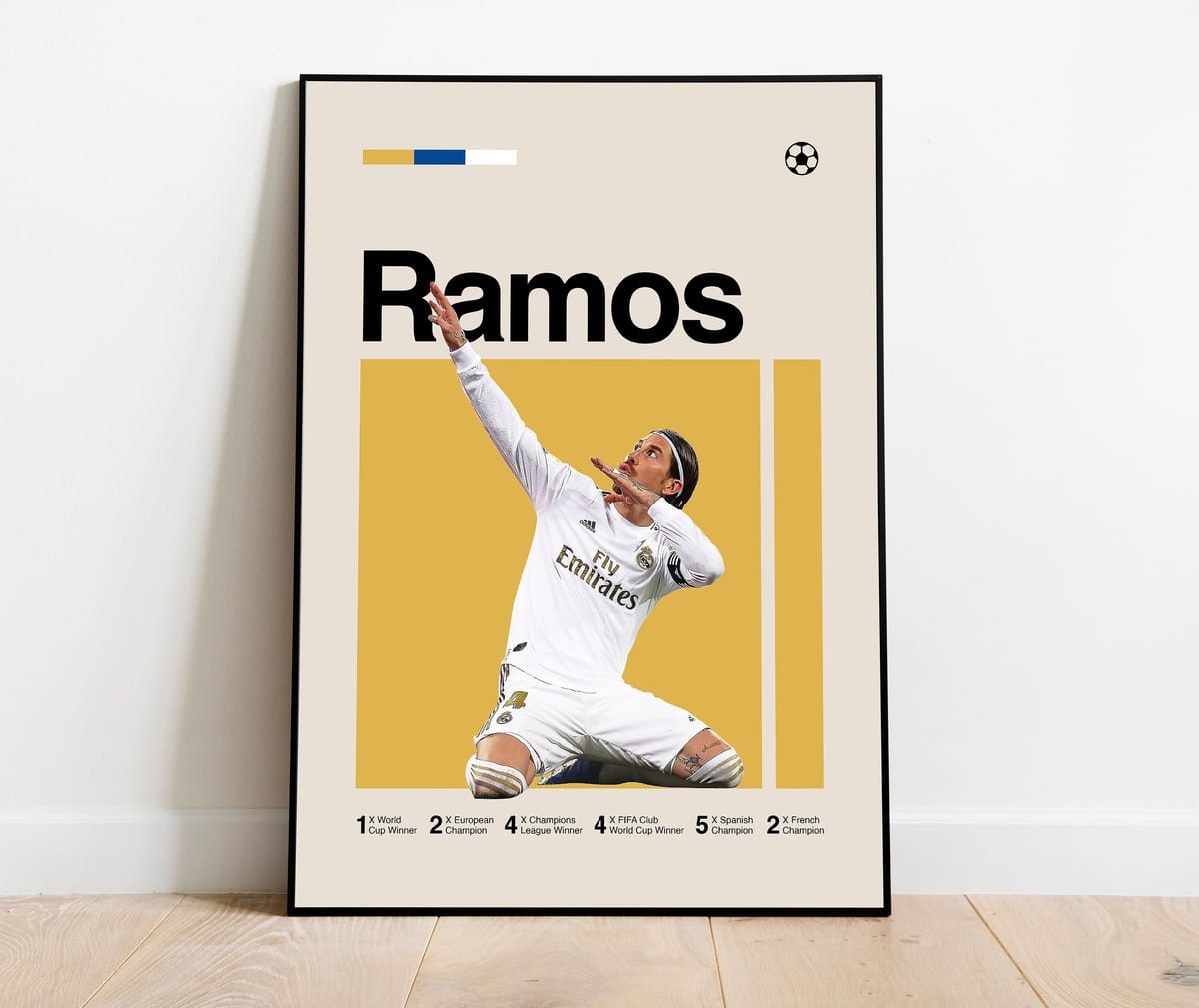 Sergio Ramos Poster - Minimalist Mid century Modern Football Art for Fans! DIGITAL DOWNLOAD