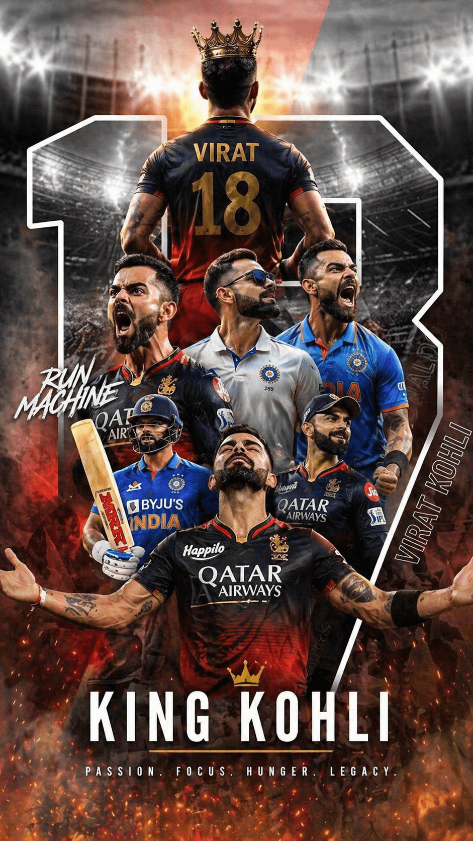 King Kohli 🔥 Run Machine | Virat Kohli 18 Legacy Poster