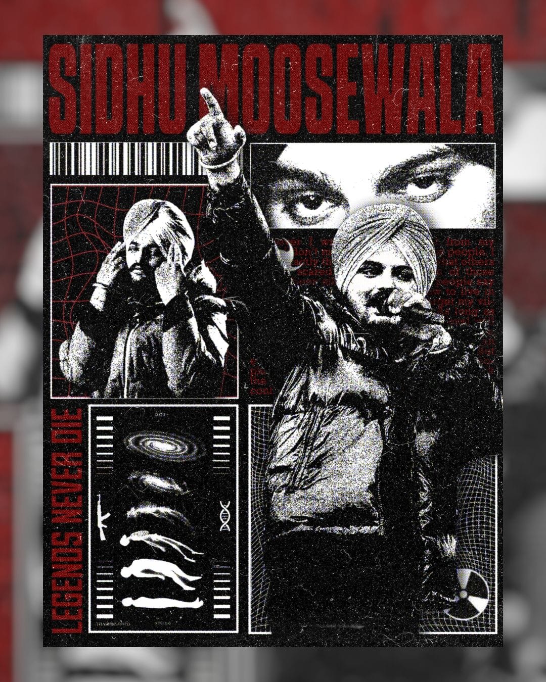 Sidhu Moosewala Brutalism style poster