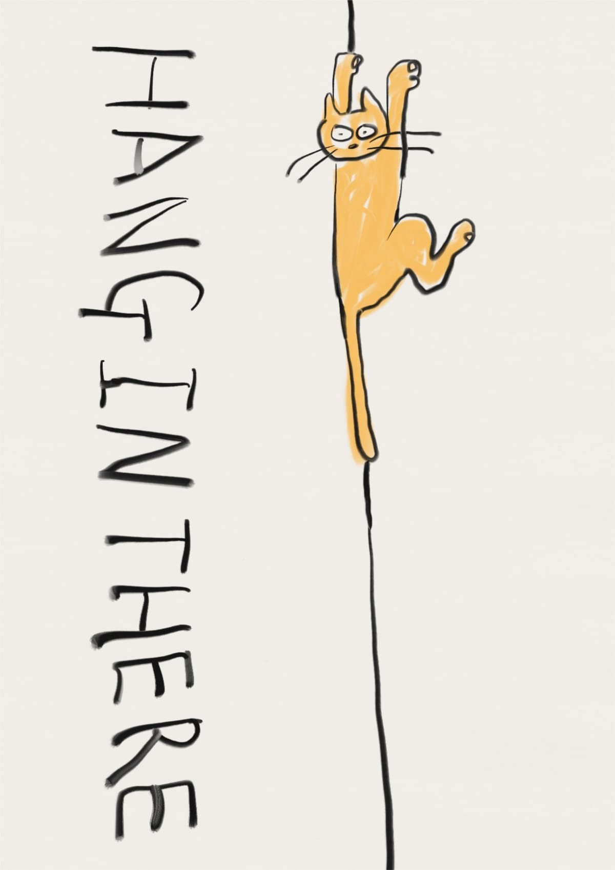 Hang In There Orange Cat Poster | Minimal Funny Wall Decor