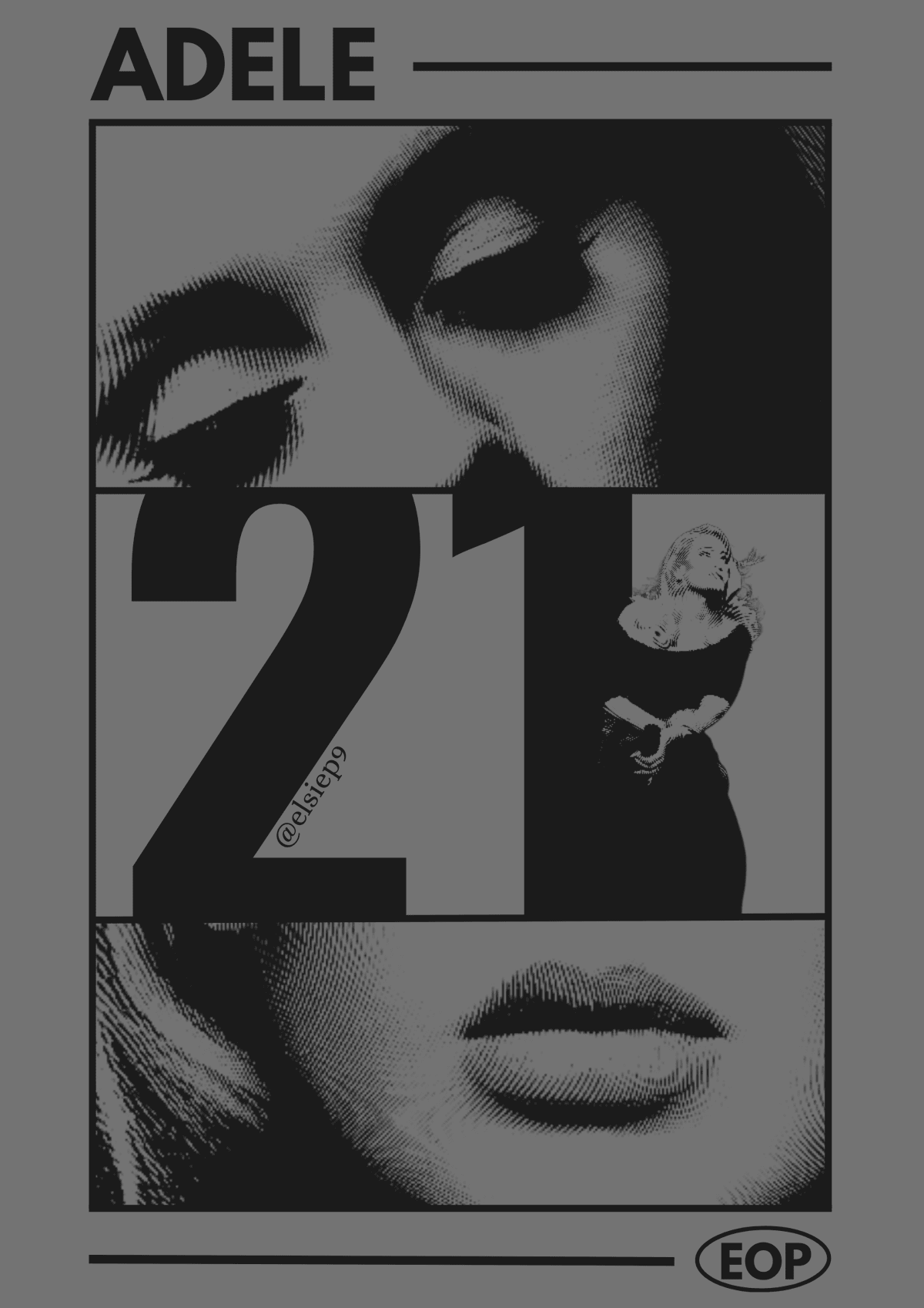 Adele 21 poster in grey and black