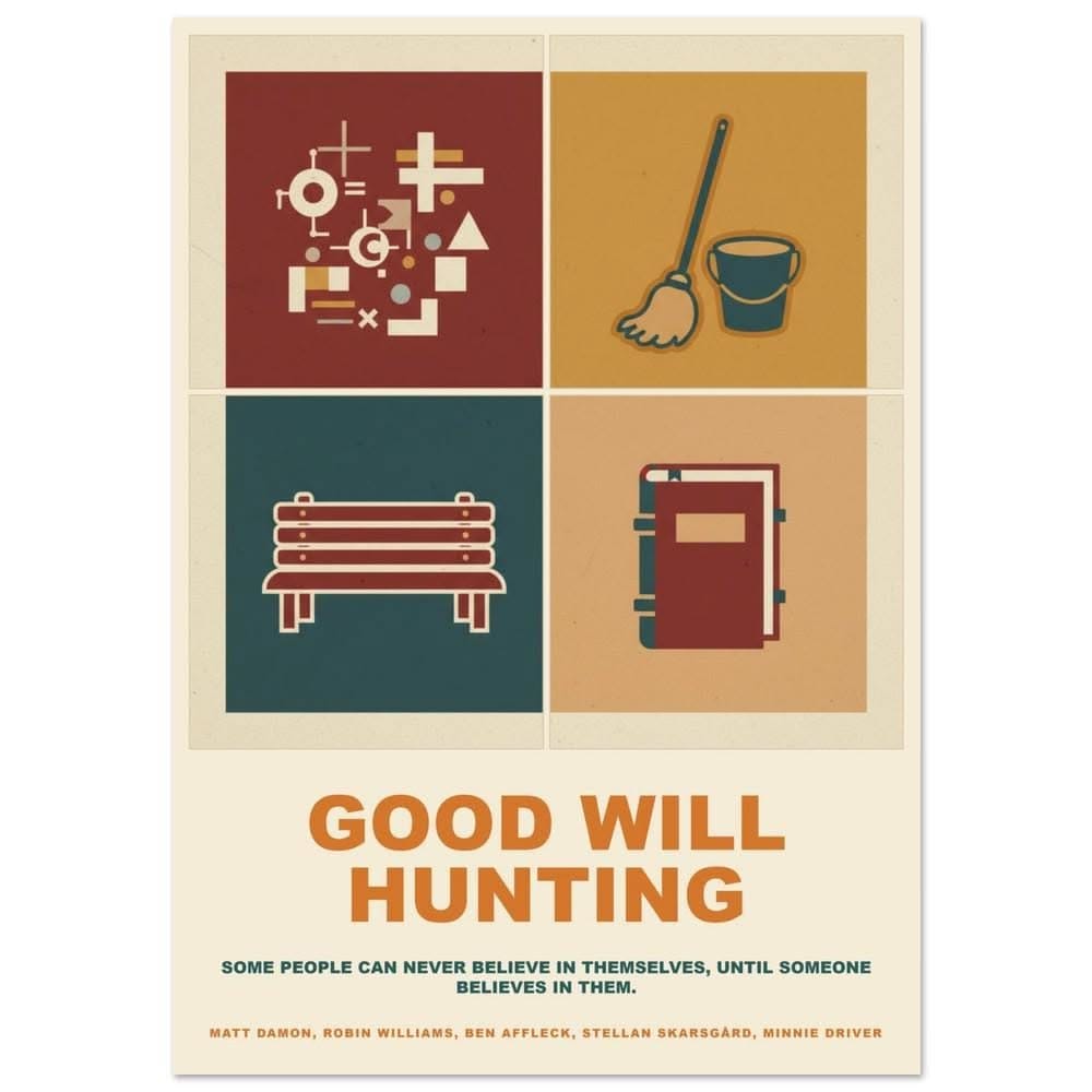 Good Will Hunting Poster | Minimalist Movie Wall Art Print | Mid-Century Modern Film Decor