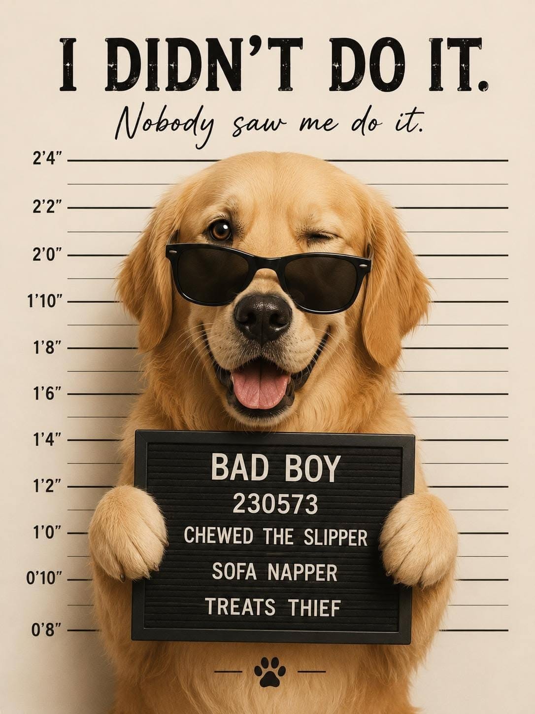 Funny Dog Mugshot Printable Wall Art, Cute Dog Poster,Digital Download, Pet Lover Gift