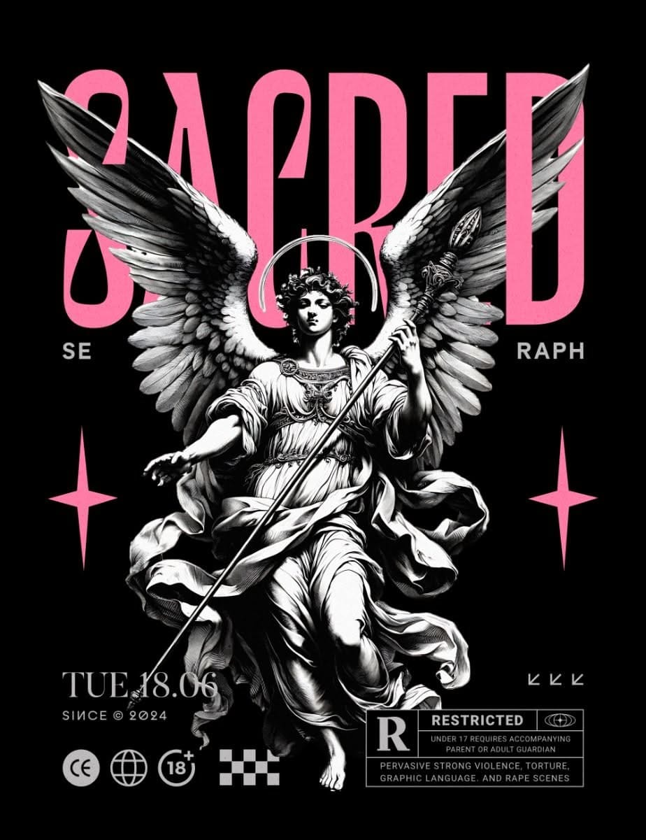 Customizable Sacred Seraph T-Shirt Design Template