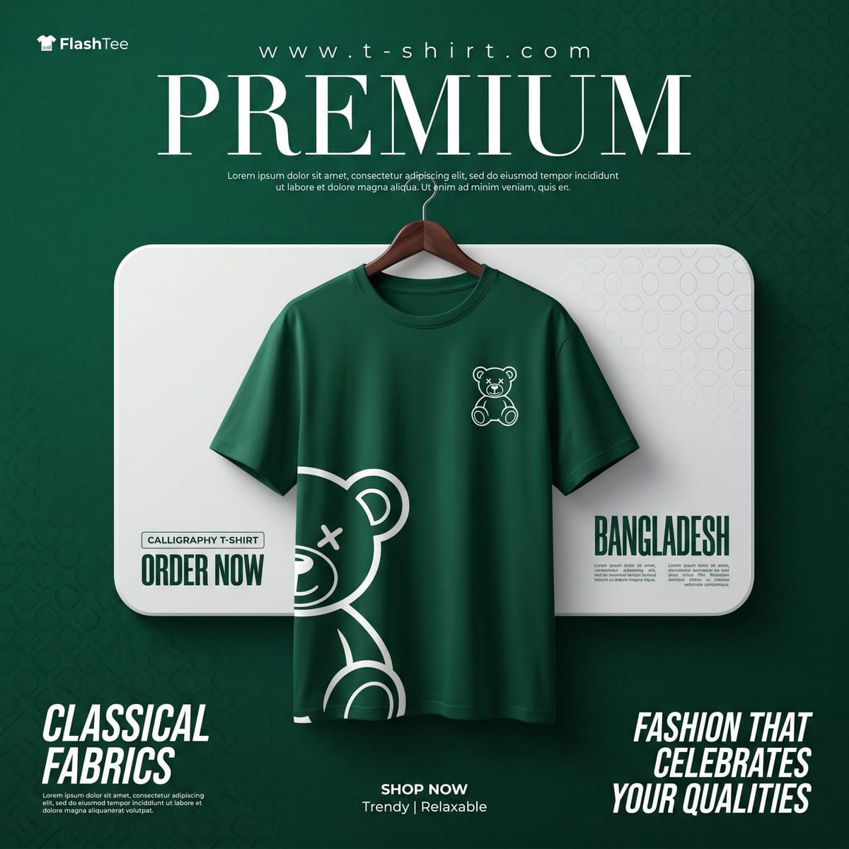 Minimal Green T-Shirt Poster Design | Premium Streetwear Fashion Ad Inspiration
