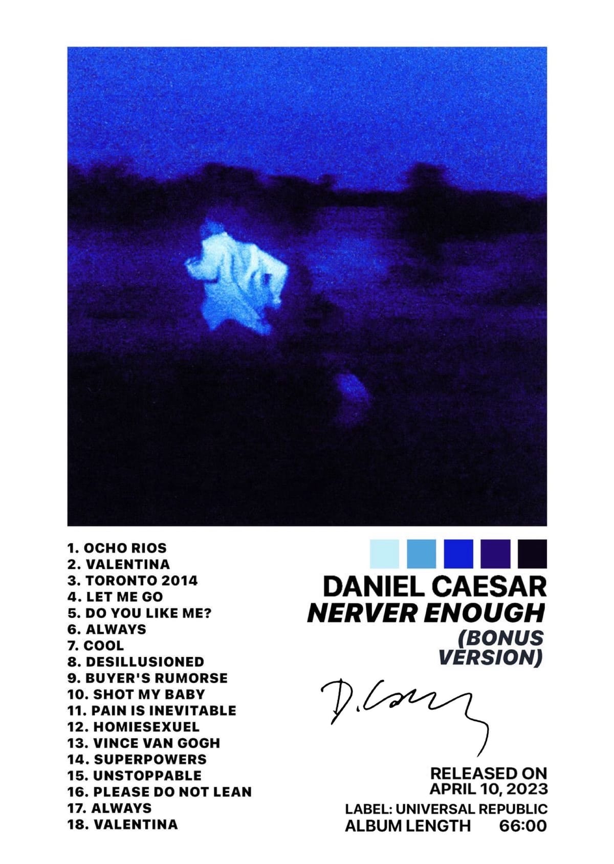 daniel caesar never enough bonus version album poster