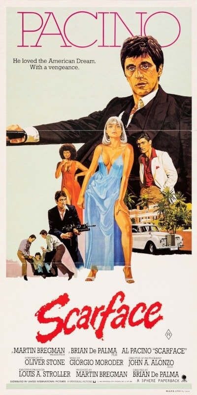 1983 SCARFACE VINTAGE AL PACINO MOVIE POSTER PRINT STYLE D 24x12 9 MIL PAPER | eBay