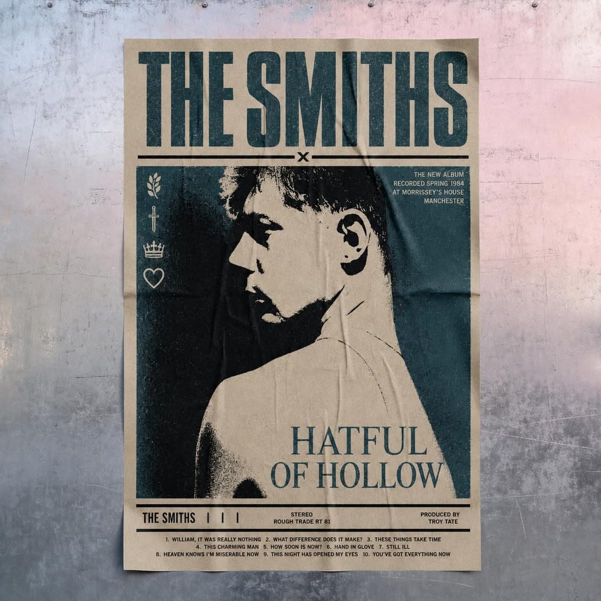 The Smiths Hatful of Hollow Concert Poster, Vintage Indie Rock Wall Art