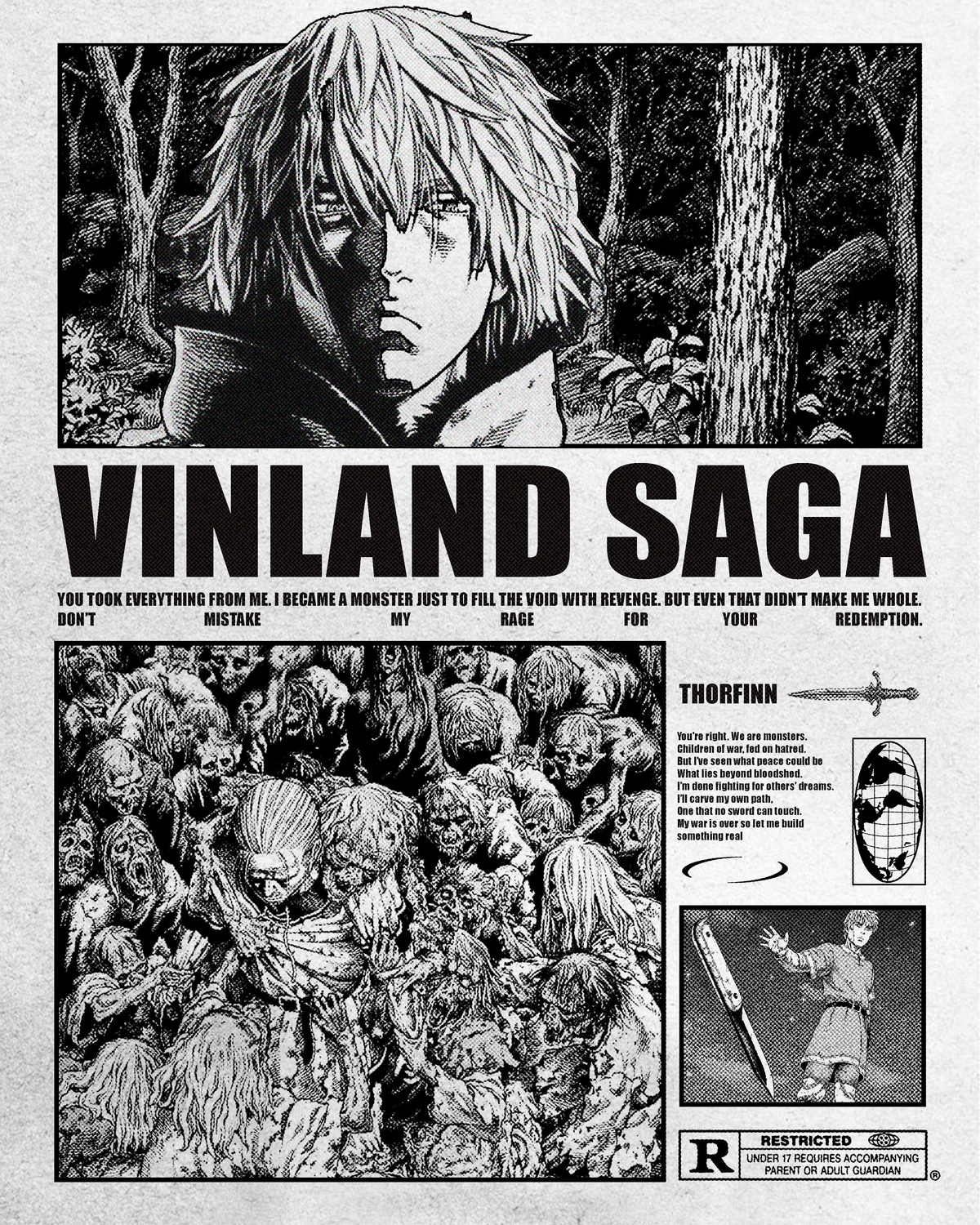 Vinland saga graphic poster i cooked up might post more stuff like this idk, we’ll see
