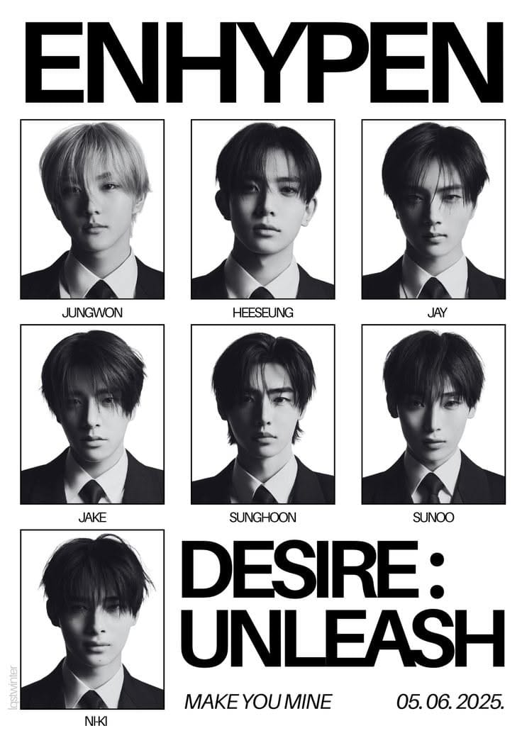 enhypen poster black and white