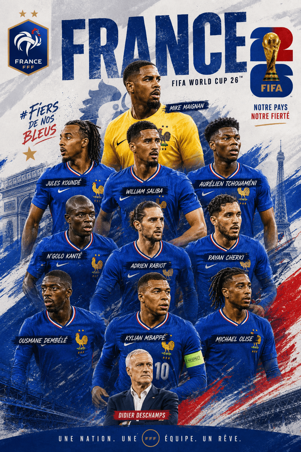 France FIFA World Cup 2026 Squad Poster 🇫🇷🏆