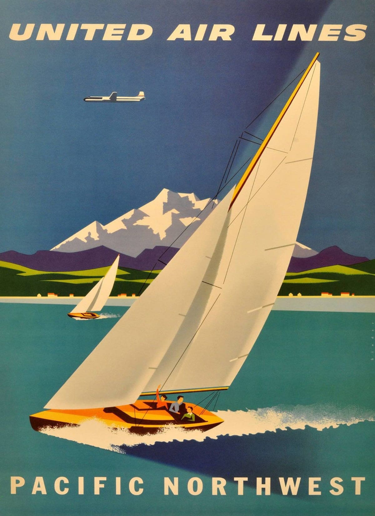 Sail Boat Sailboat Ocean Beach Pacific Northwest Travel Sport Vintage Poster Repro Matte Paper or Canvas FREE S/H in USA Shipped Rolled Up - Etsy