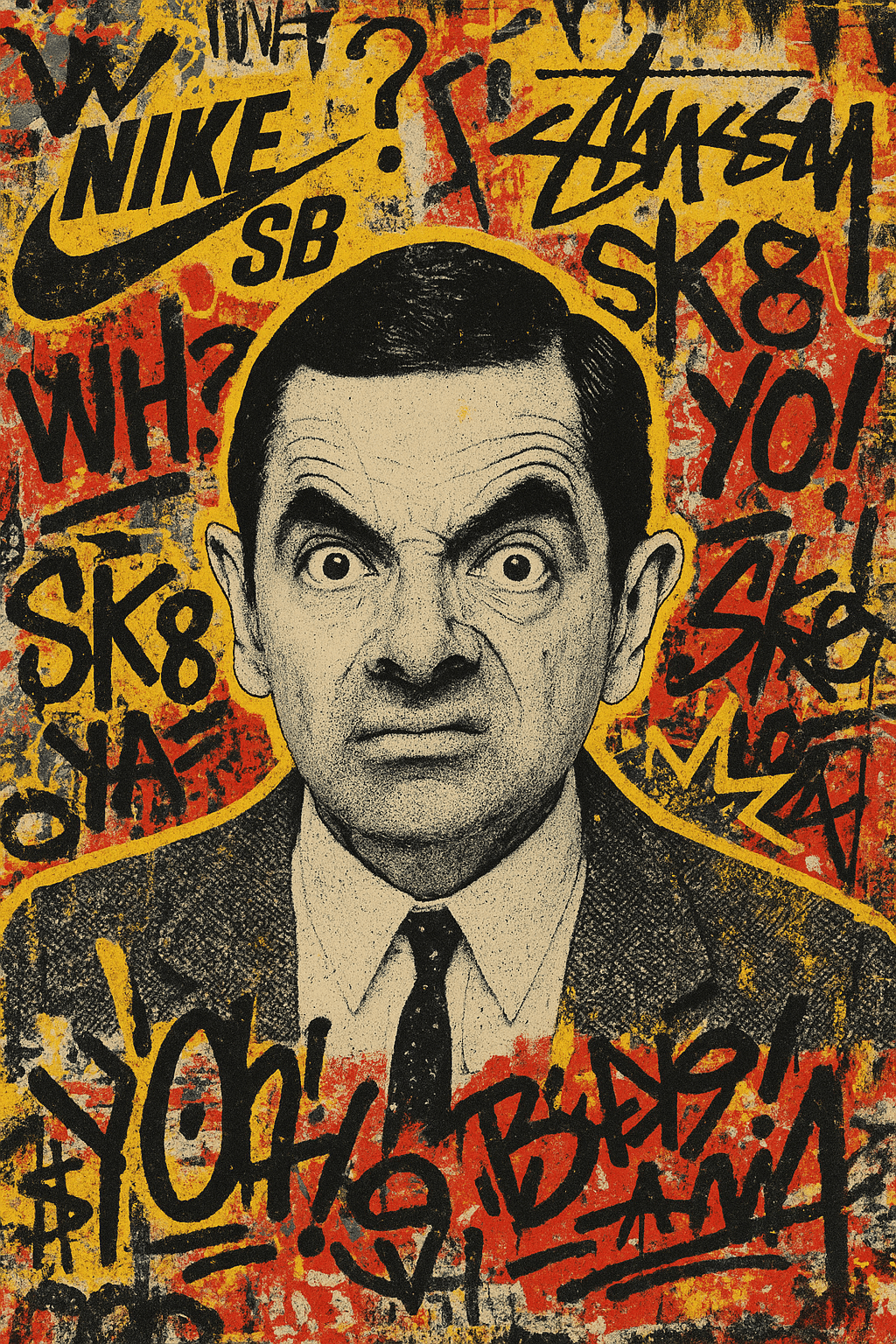 Mr. Bean Street Art Mashup | Urban Graffiti x Pop Culture Poster Vibes"