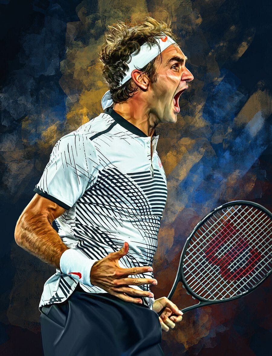 Roger Federer wins Australian Open 2017. Emotional art portrait poster., Sam Brannan