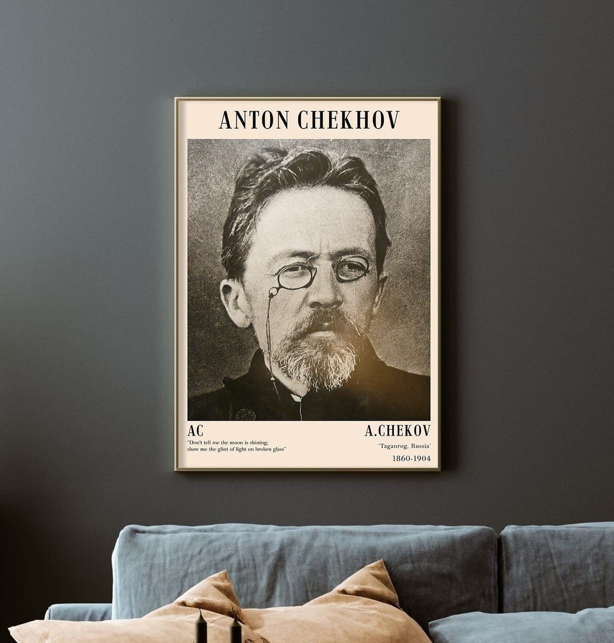 Anton Chekhov Print - Fine Art Design Modern Home Photo Poster Gift Vintage Wall Decor - Pavlovich, Russian Playwright, Literature Poster