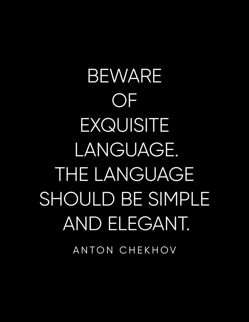 Beware of Exquisite Language, Quote - Anton Chekhov, Literary Poster / Literary Quote / Art Print - Etsy