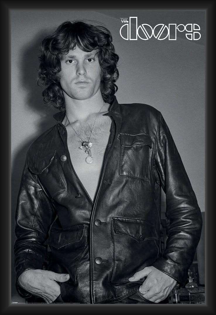 Officially Licensed The Doors - Leather Framed Art Poster - 24 x 36 Inch - Sturdy Engineered Wood Frame with Plexi Glass - Ready to Hang Size: 36" H x 24" W Format: Frameless Print