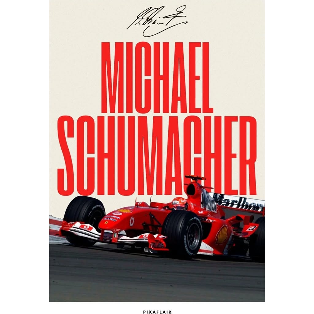 Pixaflair - Micheal Schumacher Formula 1 - Çerçevesiz Poster - 30 x 40 - 00 Beyaz