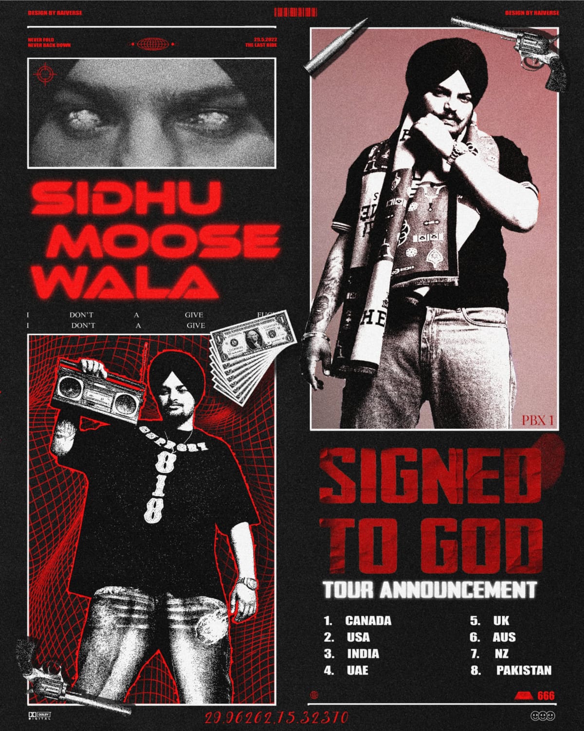 SIGNED TO GOD TOUR POSTER SIDHU MOOSE WALA