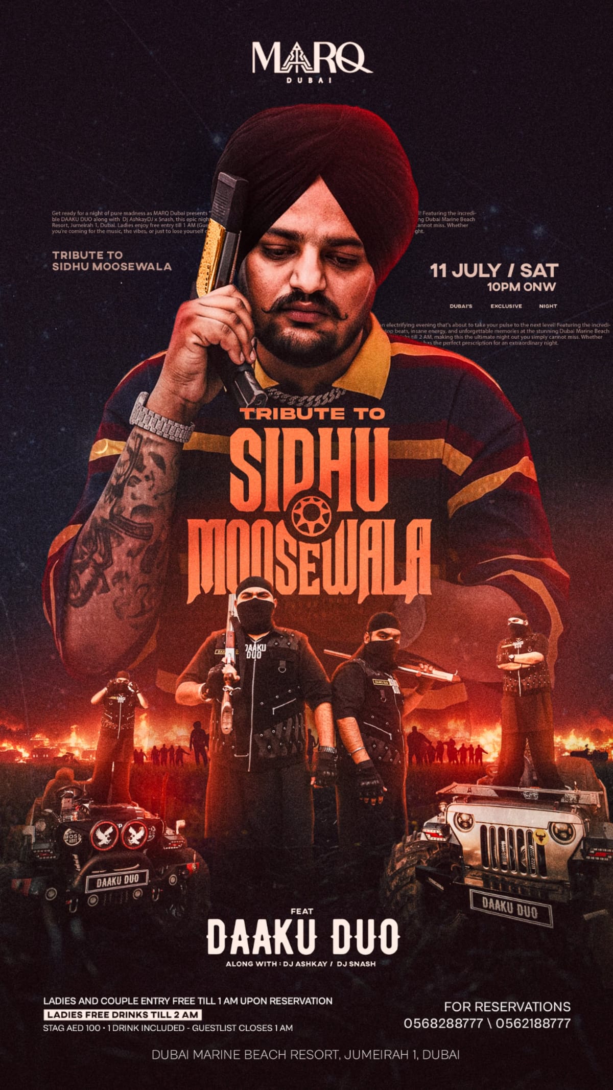 Tribute Night Event Flyer / Sidhu Moosewala  Fan Night Dark Cinematic Poster Design / Punjabi Night