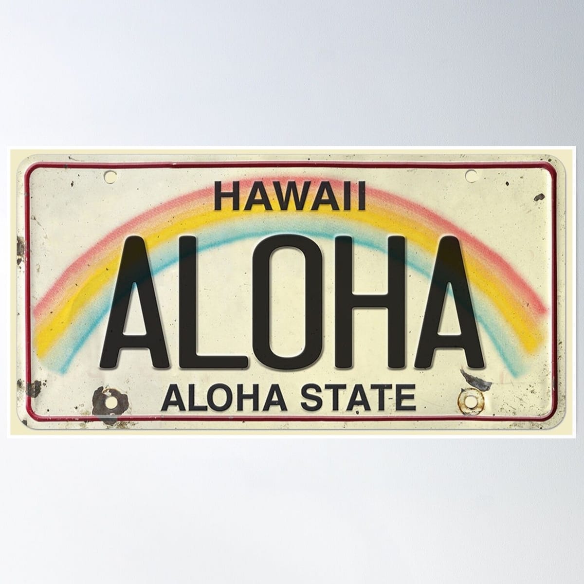 Vintage Hawaii License Plate Aloha Poster