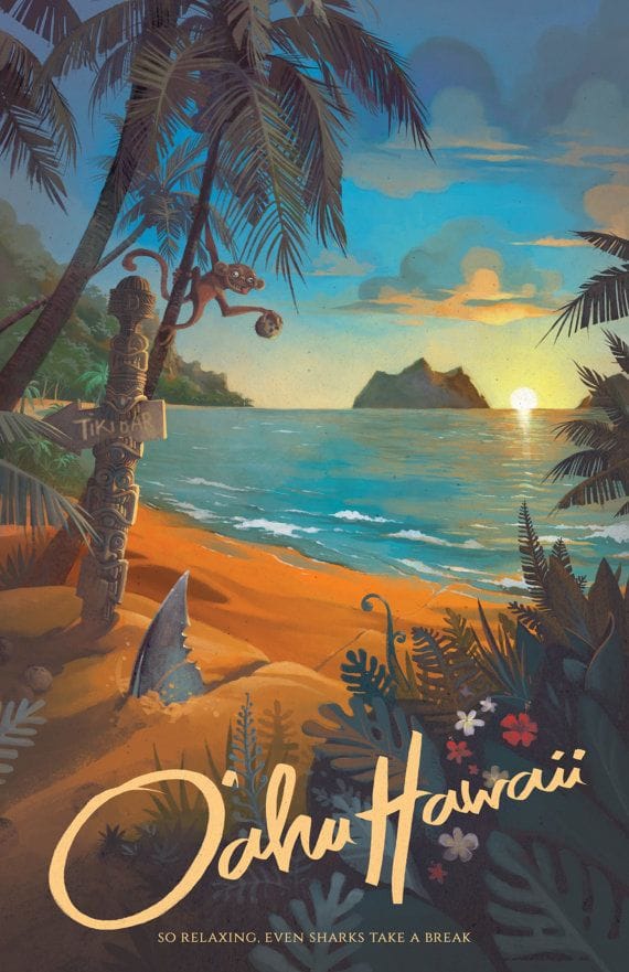 Hawaii North Shore Travel Poster: Vintage Beach Art Print - Etsy