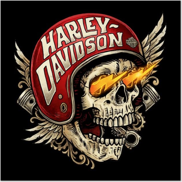 Harley Davidson Piston Skull Poster