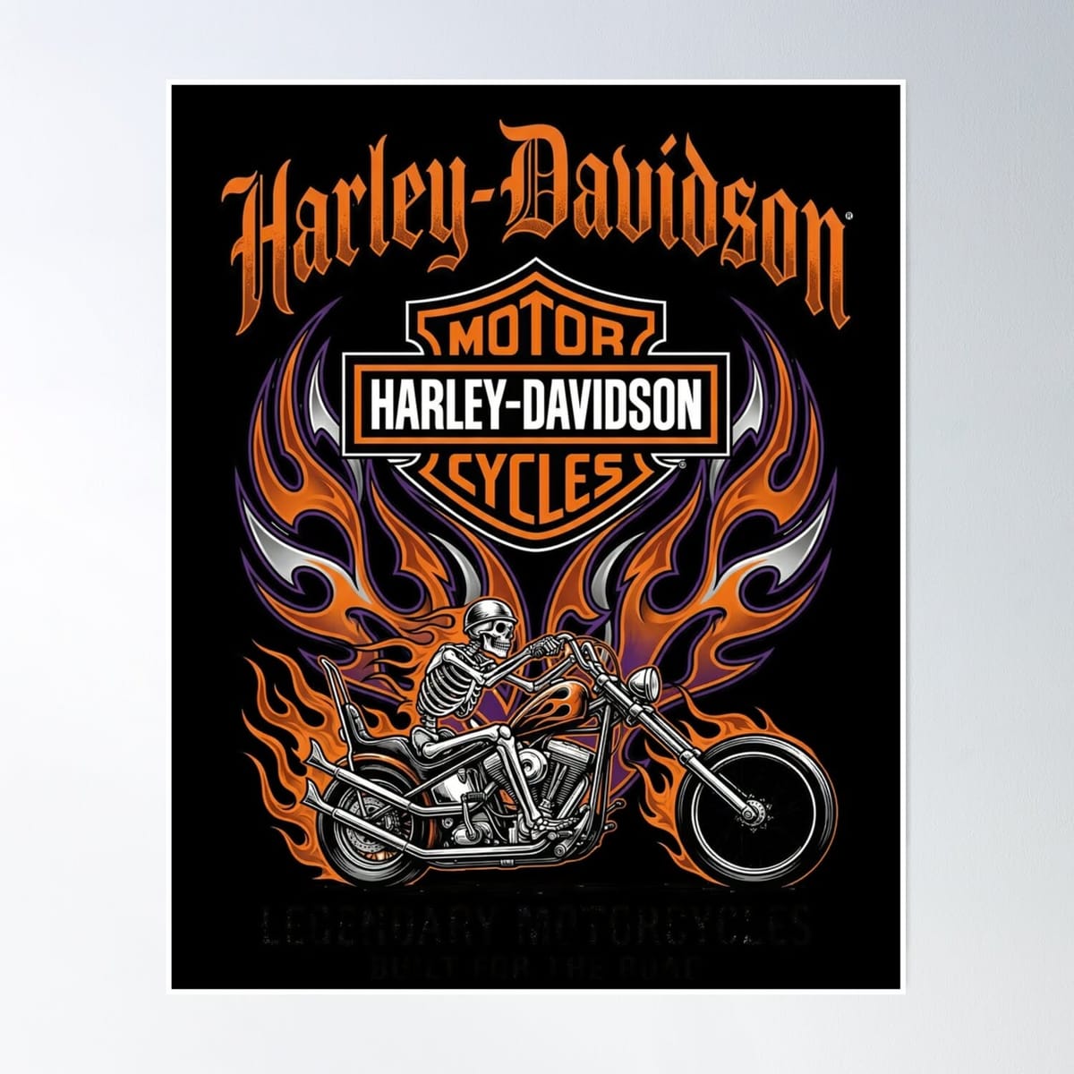Harley Davidson Skull Engine Biker Artwork Poster