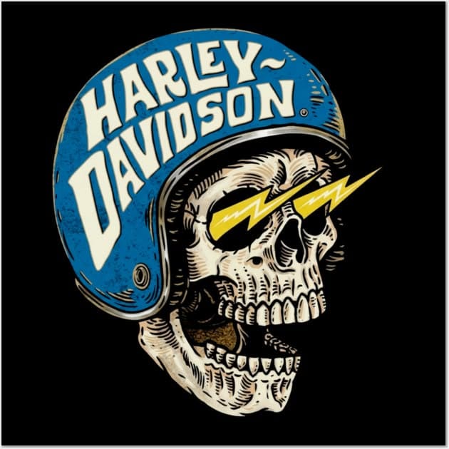 Harley Davidson Blue Skull Poster