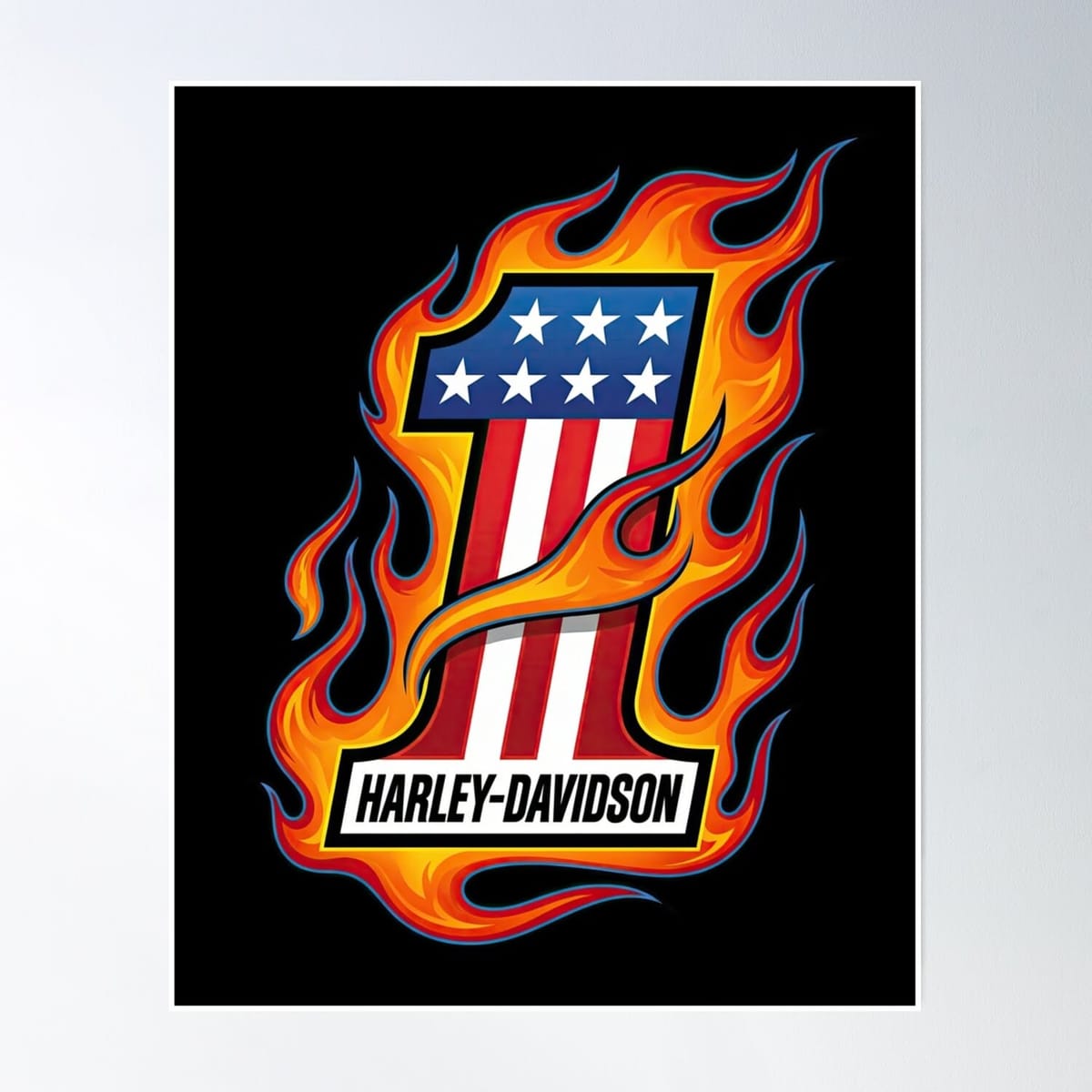 Harley Davidson Vintage Skull Motorcycle Artwork Poster