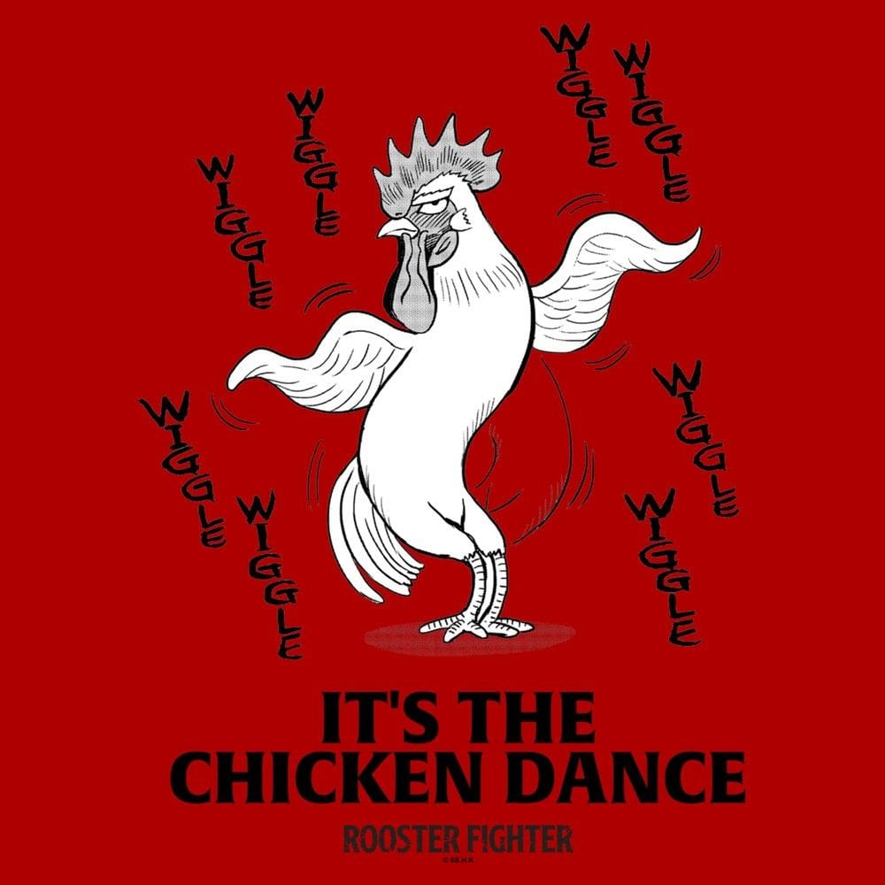 Mens Rooster Fighter Chicken Dance Panel T Shirt - Red - Medium