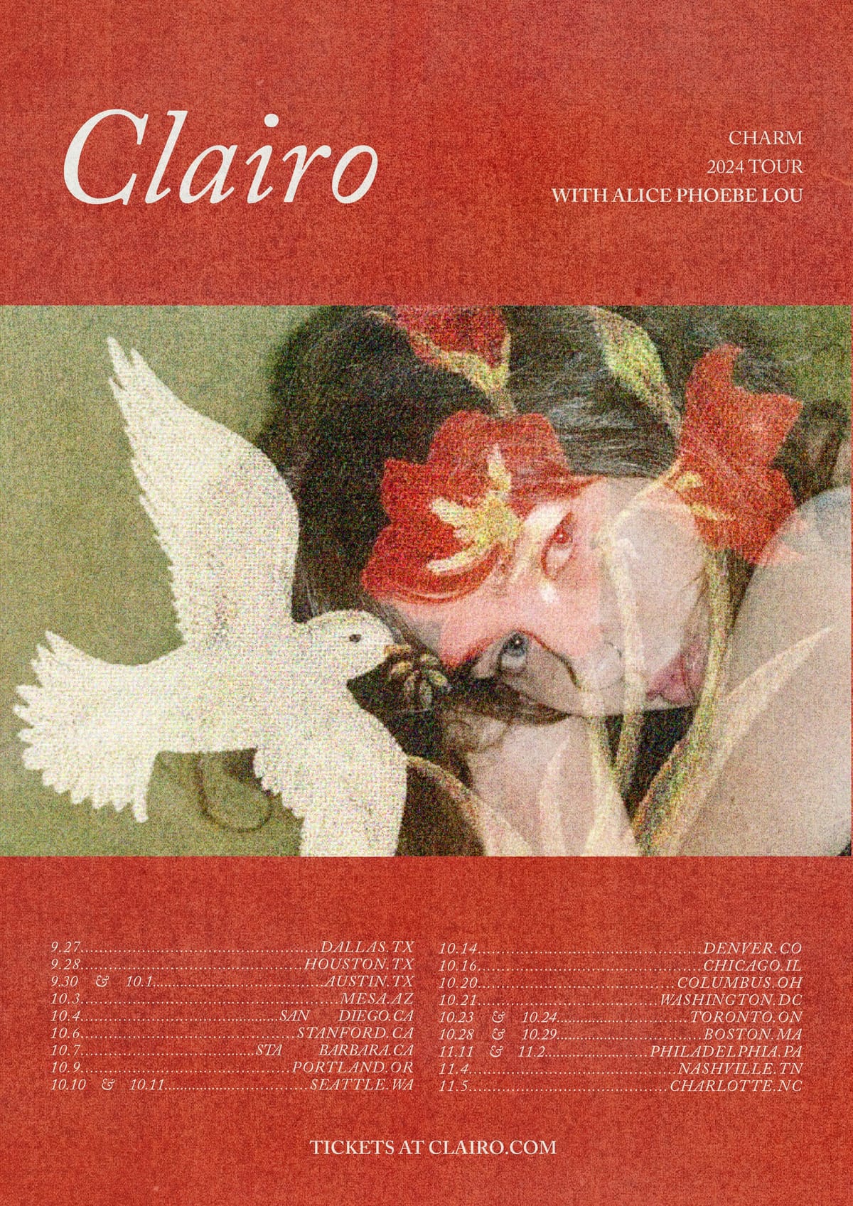 clairo - charm tour 2024 poster 🕊️