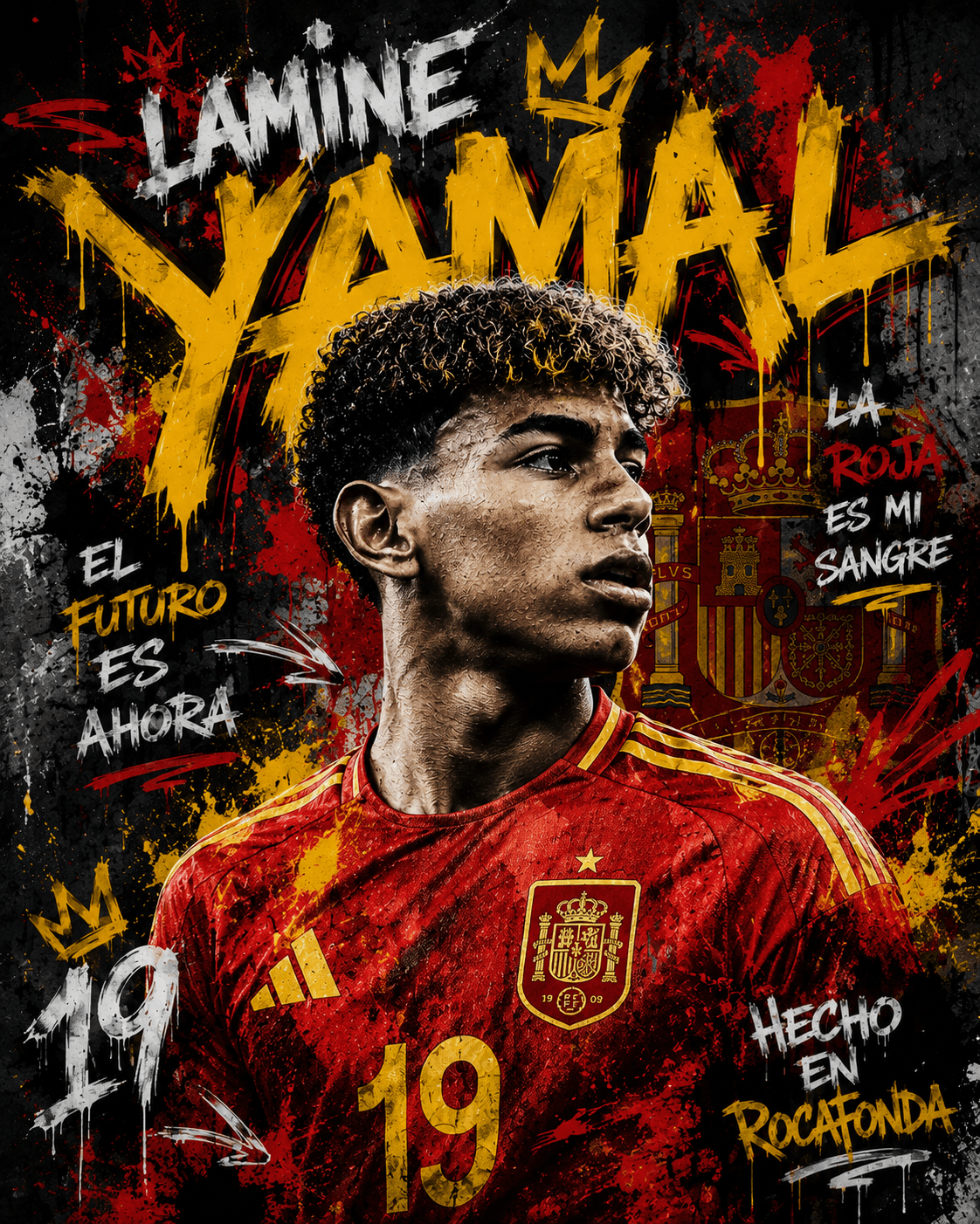 Lamine Yamal | Graffiti | Póster Deportivo | Arte de Fútbol