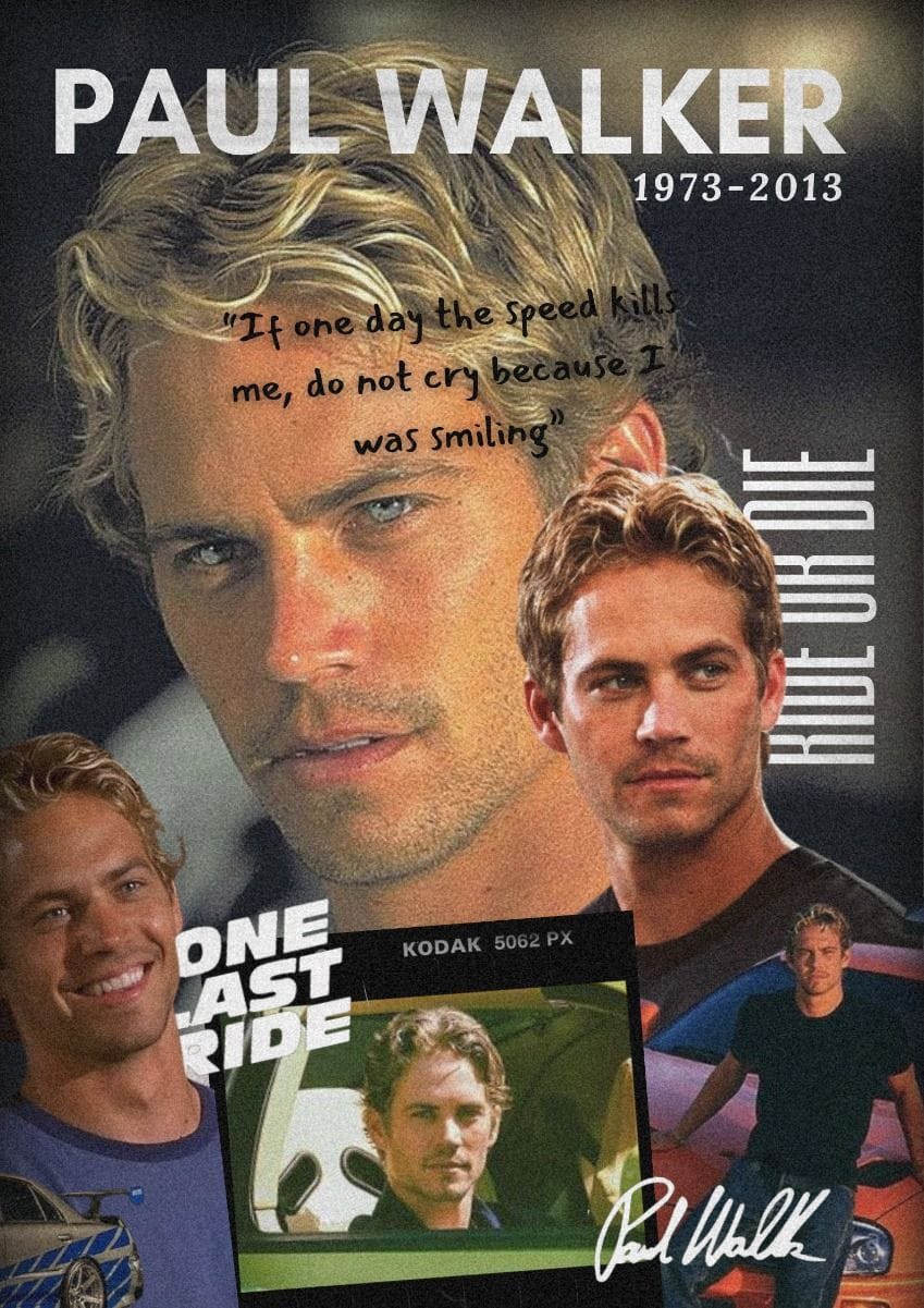 Paul Walker Poster | Aesthetic Posters | Fast and Furious | Brian O'Conner